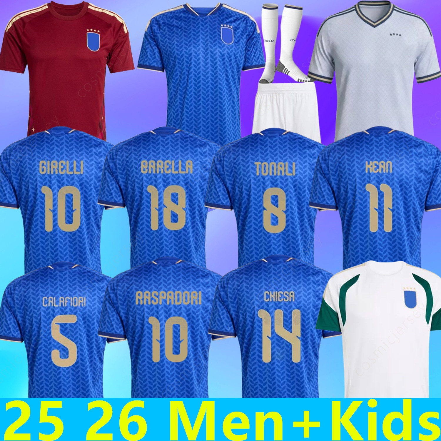 Maglia italia soccer jerseys home away 25 26 27 ITALYS football shirts tonali BARELLA RASPADORI women adult kids kit fans player short sleeve top quality GOALKEEPER