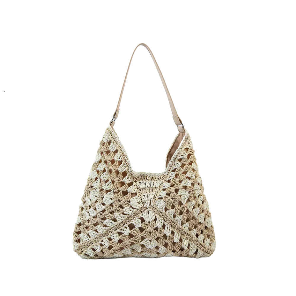 Handmade Beach Bag Leisure Hollowed Out Single Shoulder Grass New Triangular Woven Large Capacity Beach Versatile Tote Bag, Women's Bag Kq2