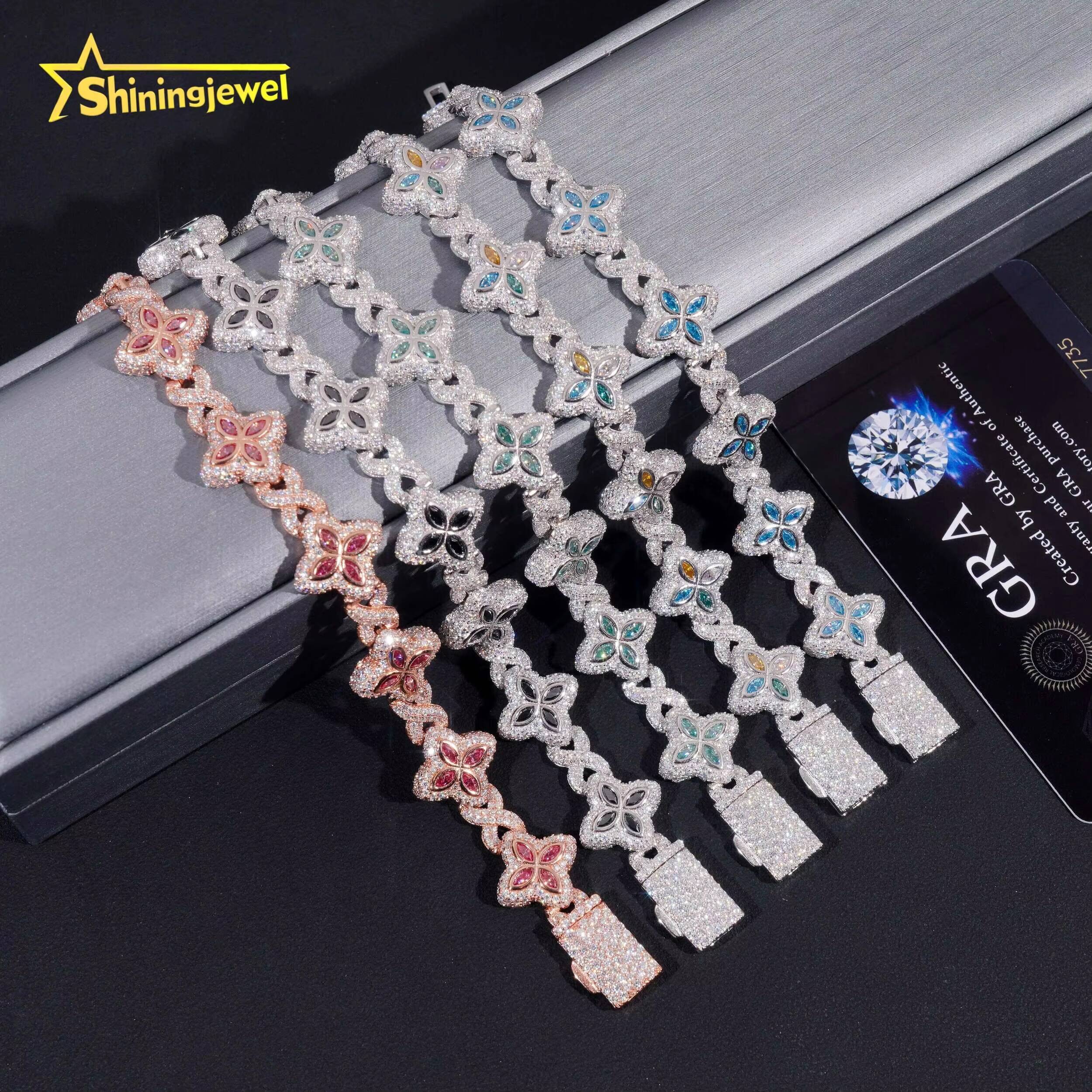 Best Sale 15mm VVS Colors Moissanite Cuban Link Chain S925 Gold Plated Diamond Iced Out Hip Hop Cuban Link Chain