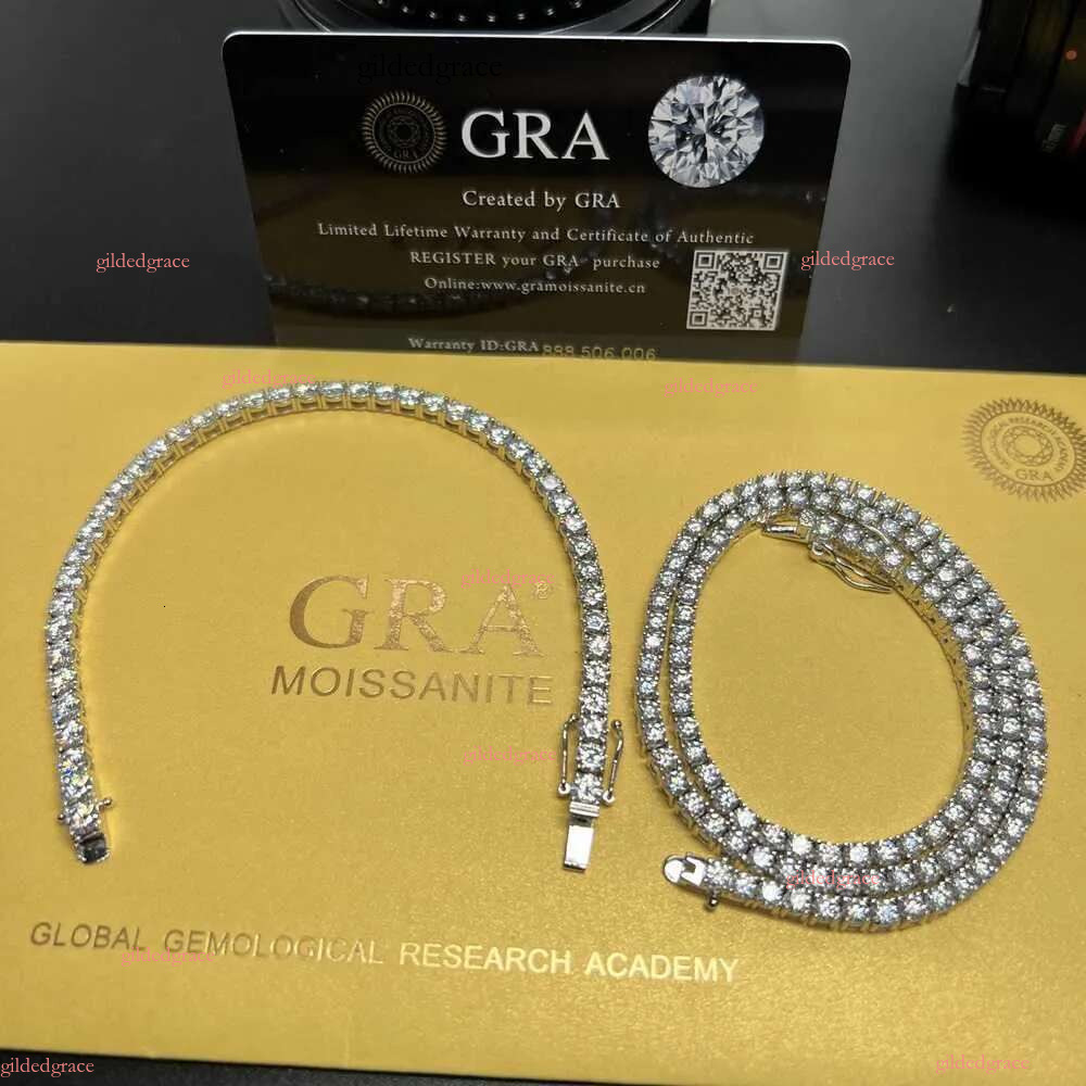 Wholesale Hip Hop Jewelry Fashion Iced Out Sier Hip hop 2mm-6.5mm Zircon Moissanite Dia Tennis Chain CZ Necklace Fashionable man For Men Women