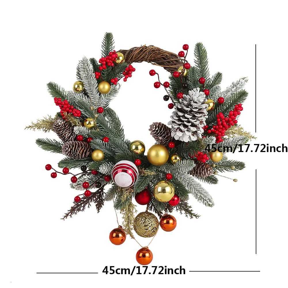 Christmas Decoration with Red Fruit Pine Garland Home Wall Decoration with BellHanging Decoration in Front of The DoorM251115