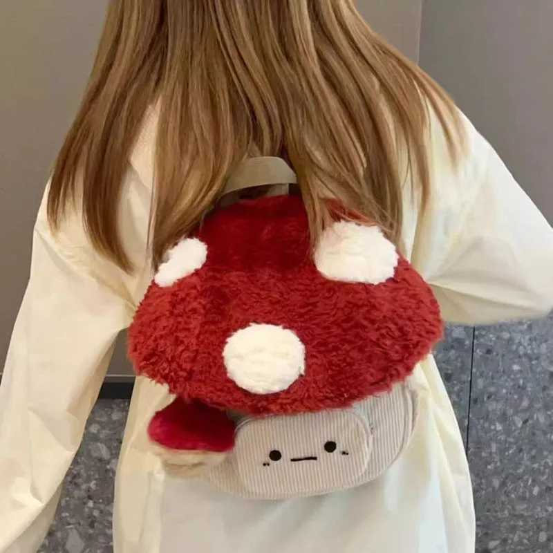 Fashion Cartoon Mushroom Backpacks for Women New Autumn Winter Anime Plush Cute Doll Bag Christmas Gift Cute Anime BackpackW251114