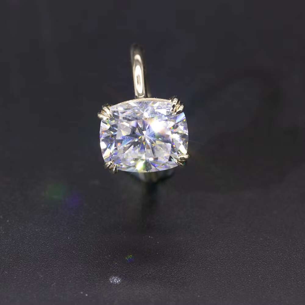Wholesale Dubai Gold Ring Jewelry with 9x11mm 5ct Cushion Cut Moissnaite Diamond Gemstones 14k Yellow Gold Engagement Ring