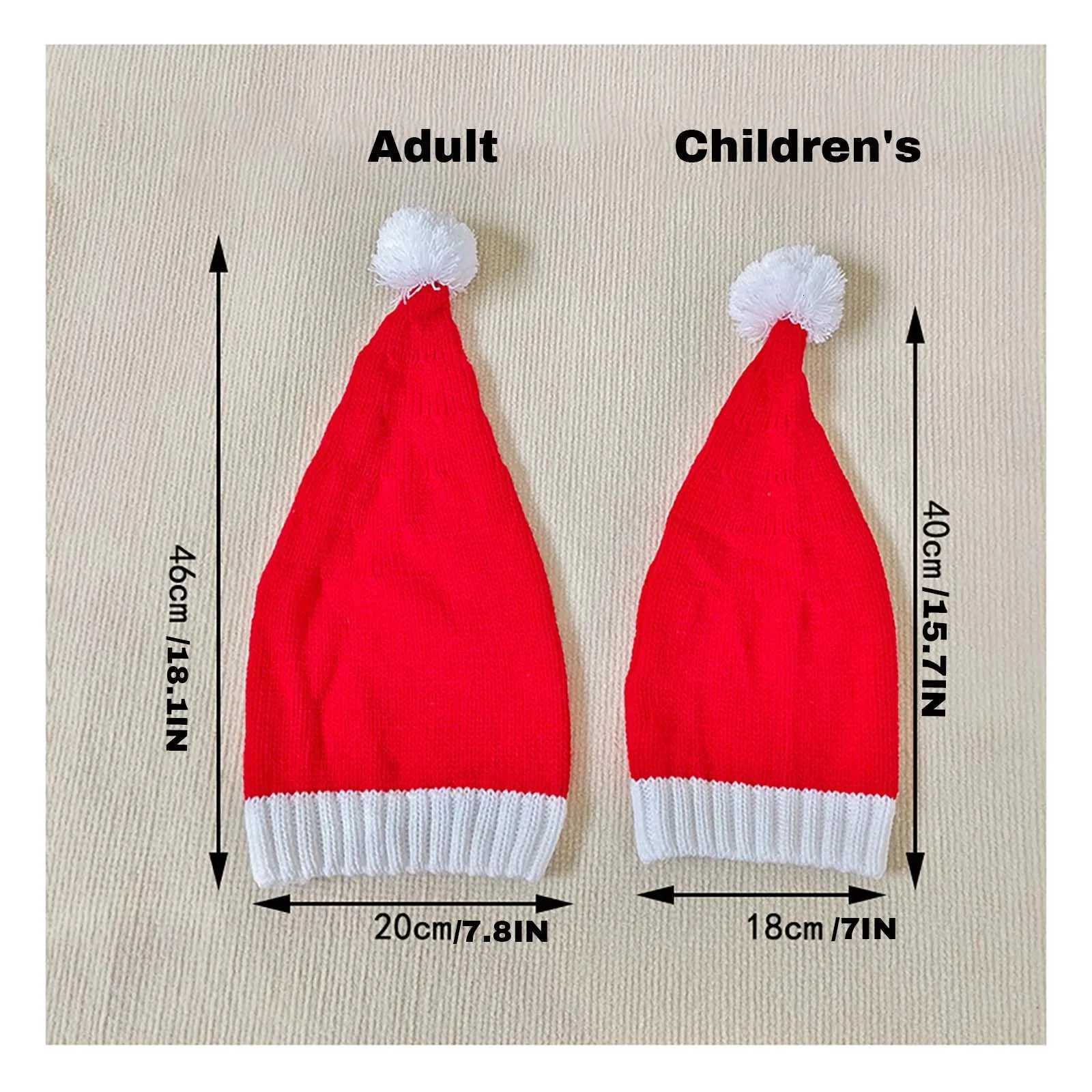 Knitted Christmas Hat Cute Pom Adult Children Soft Wool Hat Christmas Hat New Year Party Children Gift Christmas Decoration Y251115