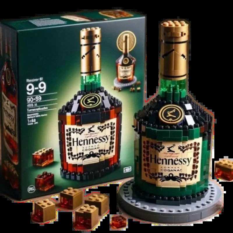 Building block whiskey bottle simulated grape wine bottle assembly building block creative building block decoration home decoration M250415