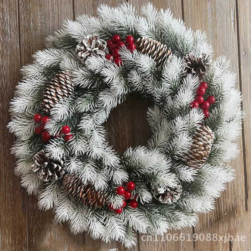 LED Light Christmas Garland Creative Window Decoration PE Red Fruit Pine Design Handcrafted Door Hanging Holiday WreathM251115