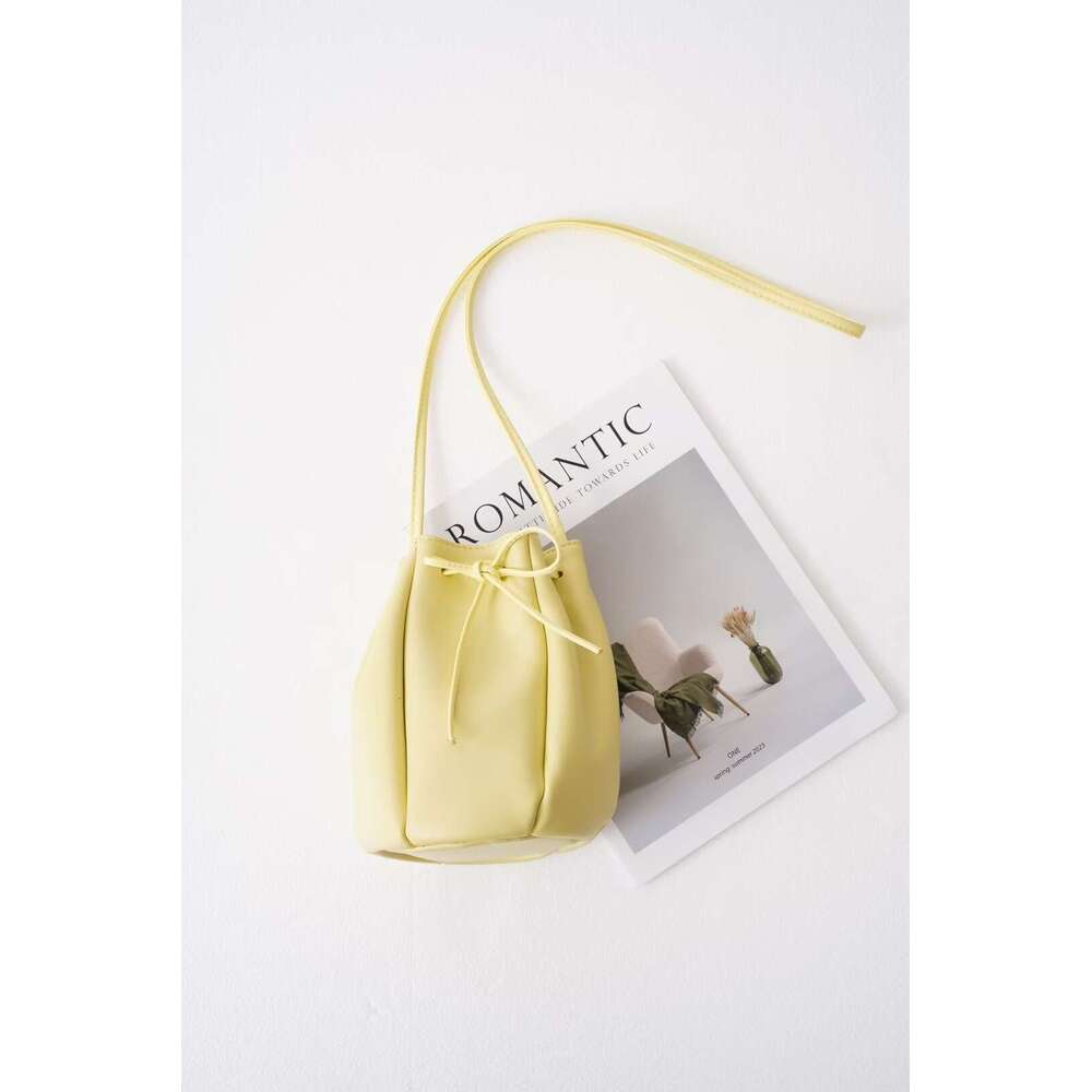 Mm Women's Bags Early Spring Korean Niche Design Drawstring Bucket Casual Versatile Single Shoulder Diagonal Cross Sheepskin Women's Bag