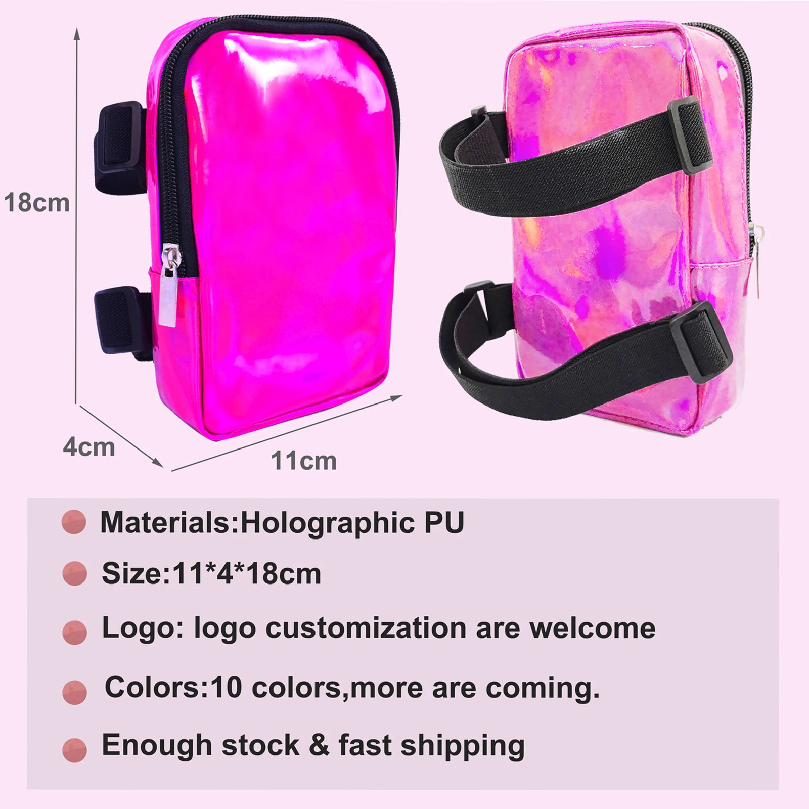 Carnival Thick Bag Holographic Thick Bag Female Adjustable Shoulder Strap PU Waist Bag 250408
