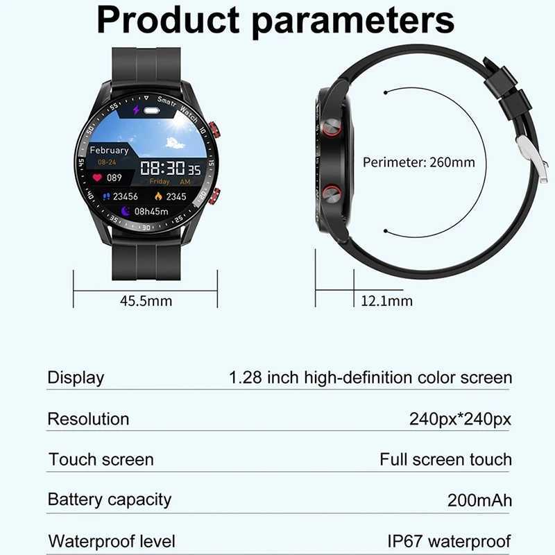 ECG+PPG BT Call Smart Watch Men Laser Health Blood Pressure Fitness Sports Watches Man Sports Waterproof Smartwatch T250415