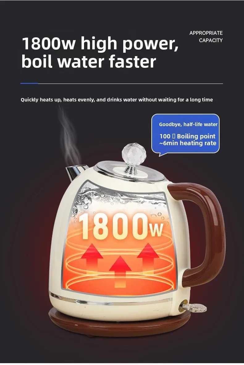 220V European Retro Electric Kettle 304 Stainless Steel Double Layer Household Wholesale OEM Y251114