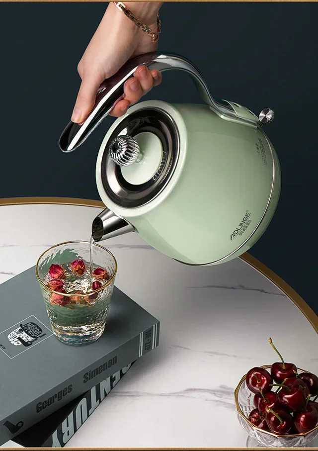 220V Olinger Vintage Stainless Steel Electric Kettle Retro and Stylish Auto Shut-off Home-use Water Boiler Y251114