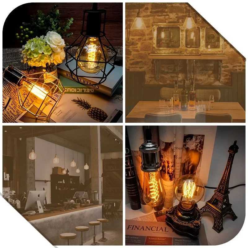 6pcs/lot Retro Edison Bulb C35 T45 ST64 G80 G95 A60 Filament Light 40W E27 Vintage Ampoule Incandescent Lamp Decorative Lights C251115