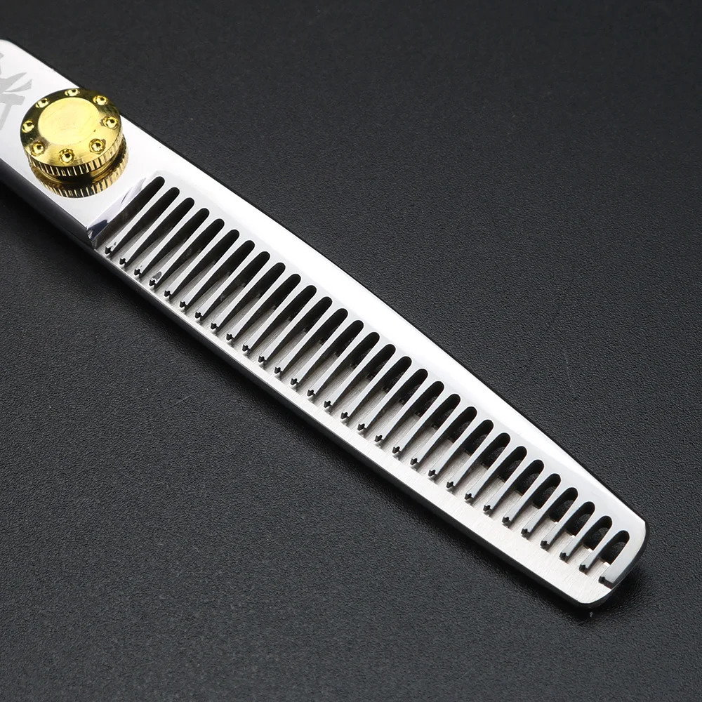 XUANFENG Gold Handle Hair Scissors 9cr18 Steel Gold Screws 6-inch Barber Cutting Scissors and Thinning Scissors Set 250414