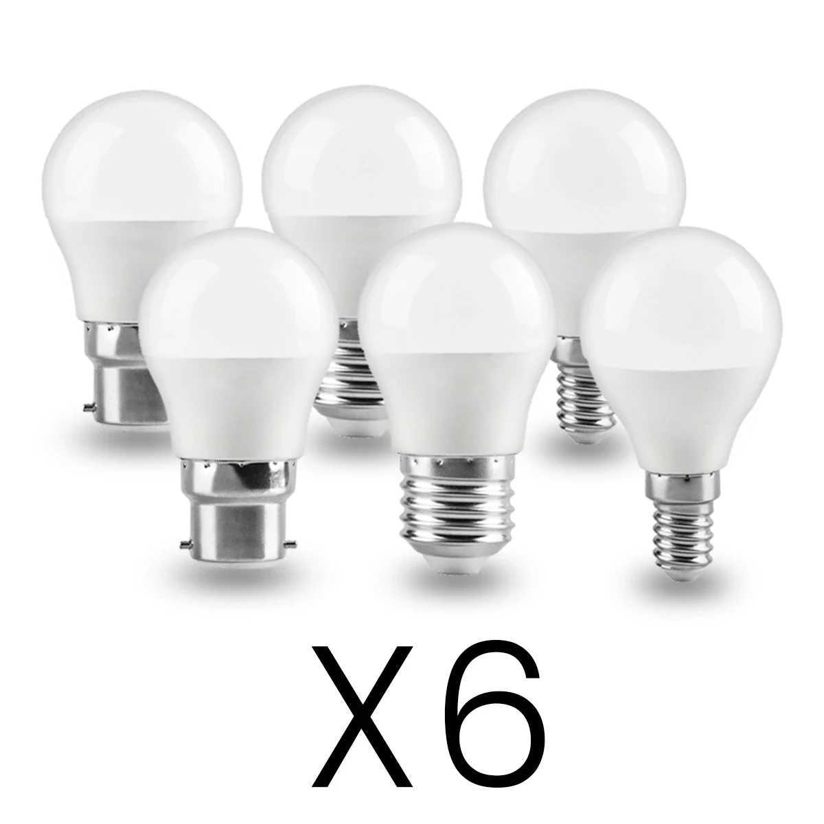 6pcs 3W 5W 6W 7W Led Bulb 220V Energy Saving Globe BASE E27 E14 B22 Bulb Lamp Leds Cool Light for Home Room Decoration Lampada C251115