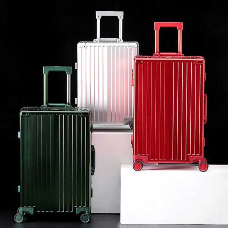 Aluminum Magnesium Suitcase 20/28 Inch Metal Travel Suitcases Luggage Cabin Carry on Password Trolley Case Suitcases on Wheels K251114
