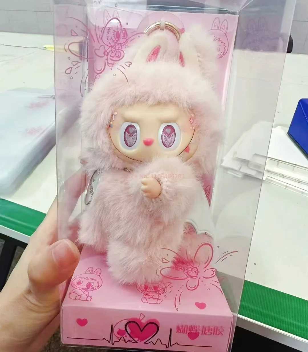Inventory Monster Labubu Series Zimomo Angel Blue Cream Puff and Pink Butterfly Vinyl Creative Change Doll Blind Box Toy Pendant X250415