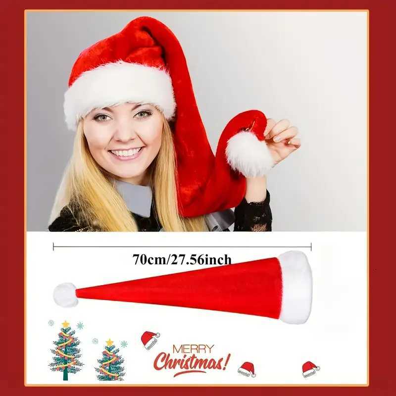 1 extra long plush Christmas hat in red and black holiday party accessories Halloween Christmas party Y251115