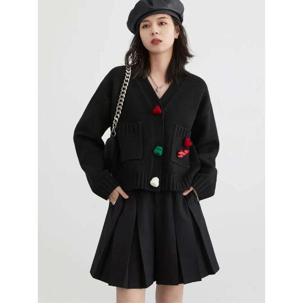 Designer Clothes CHIC VEN Korean Women's Cardigan V-Neck Loose Casual New Knitted Sweaters Soft Female Jumpers Party Autumn Winter 2023