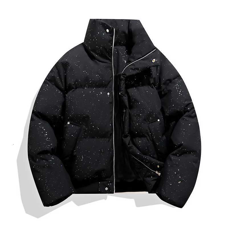 Winter Man Down Jacket Thicken Sequin Printed Stand Collar Male Outerwear High Street Long Sleeve Oversize Casual Men Coat M251115