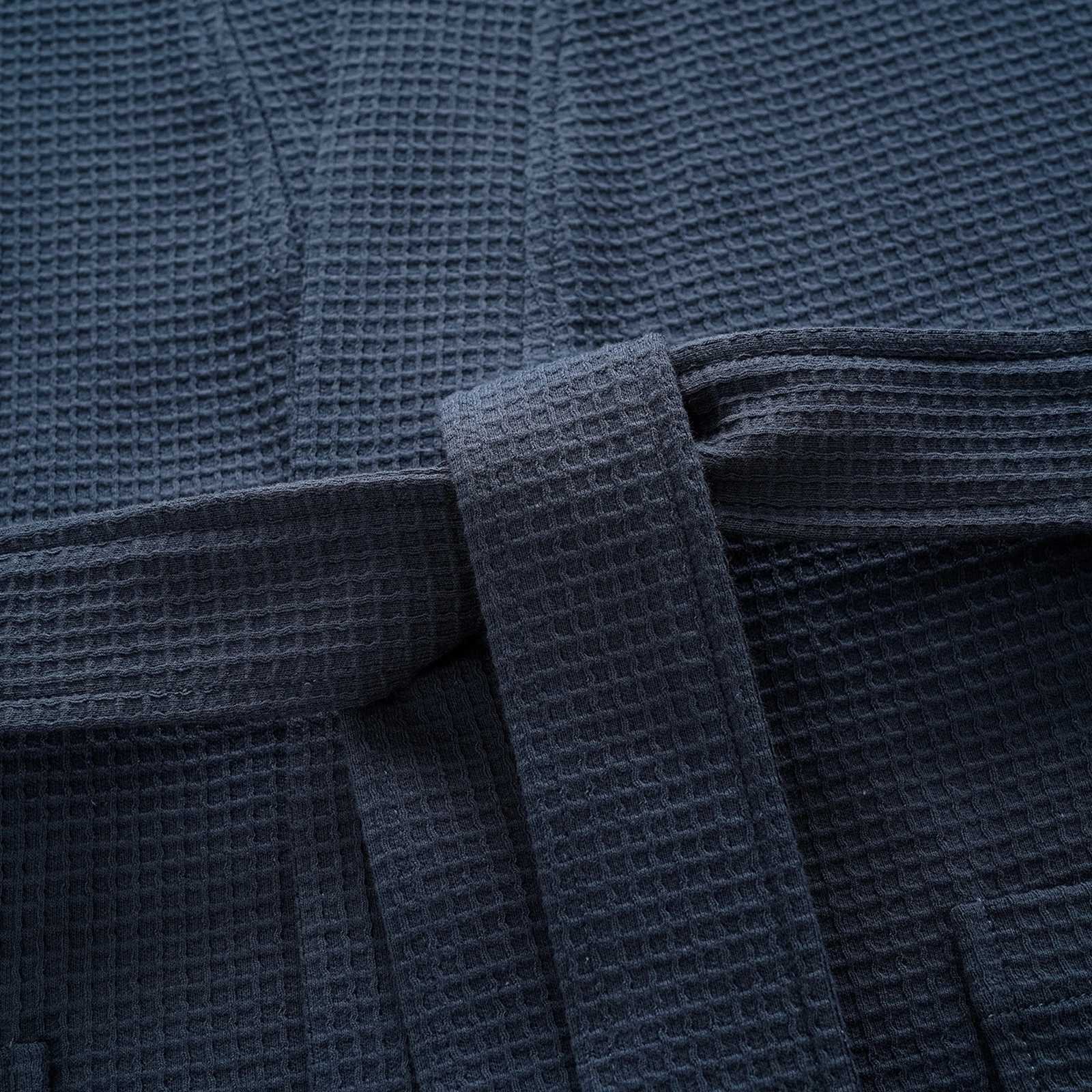 Premium Mens Bathrobe - 100 Cotton Waffle Weave in Sapphire Blue with V-Neck Tie Belt Luxury Waffle Kimono Robe - Breathable C251115