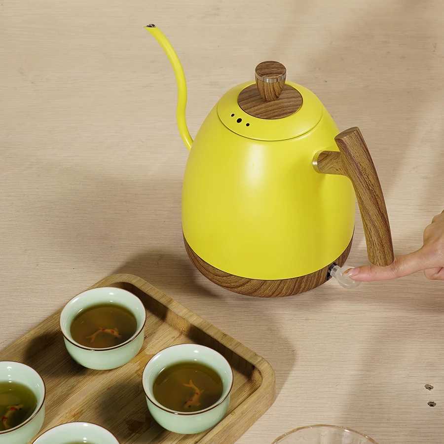 1000ML Electric Kettle Gooseneck Hand Brew Coffee Pot 1350W Slender Fine-mouth Jug 304 Stainless Steel Teapot Kettles 220V Y251114