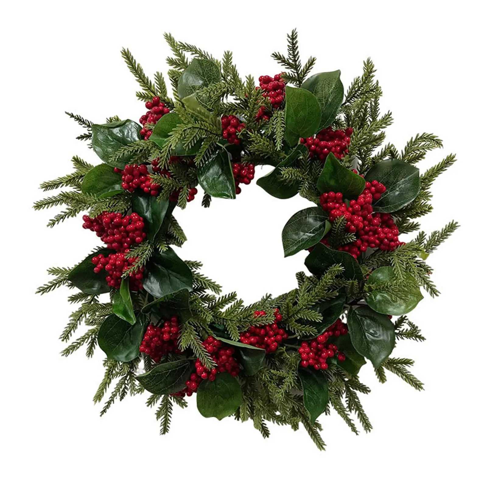 Christmas Wreath Front Door with Red Berries Home Decor Artificial Floral Wreath for New Year Farmhouse Holiday Window OutdoorM251115