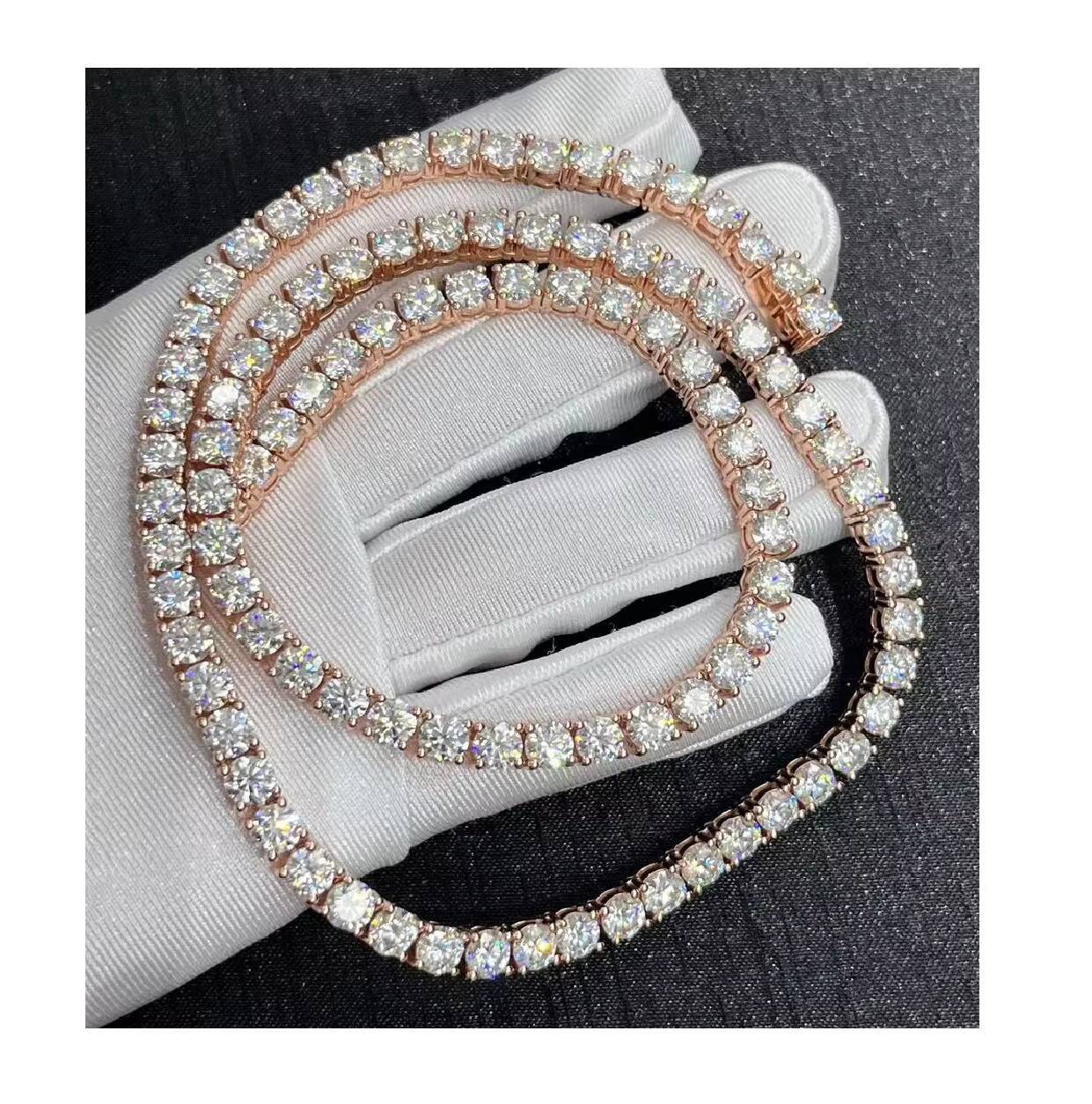 Fashion Hip Hop Tennis Chain 5mm 22 Inches Mens Necklace Moissanite Diamond Jewelry Chain