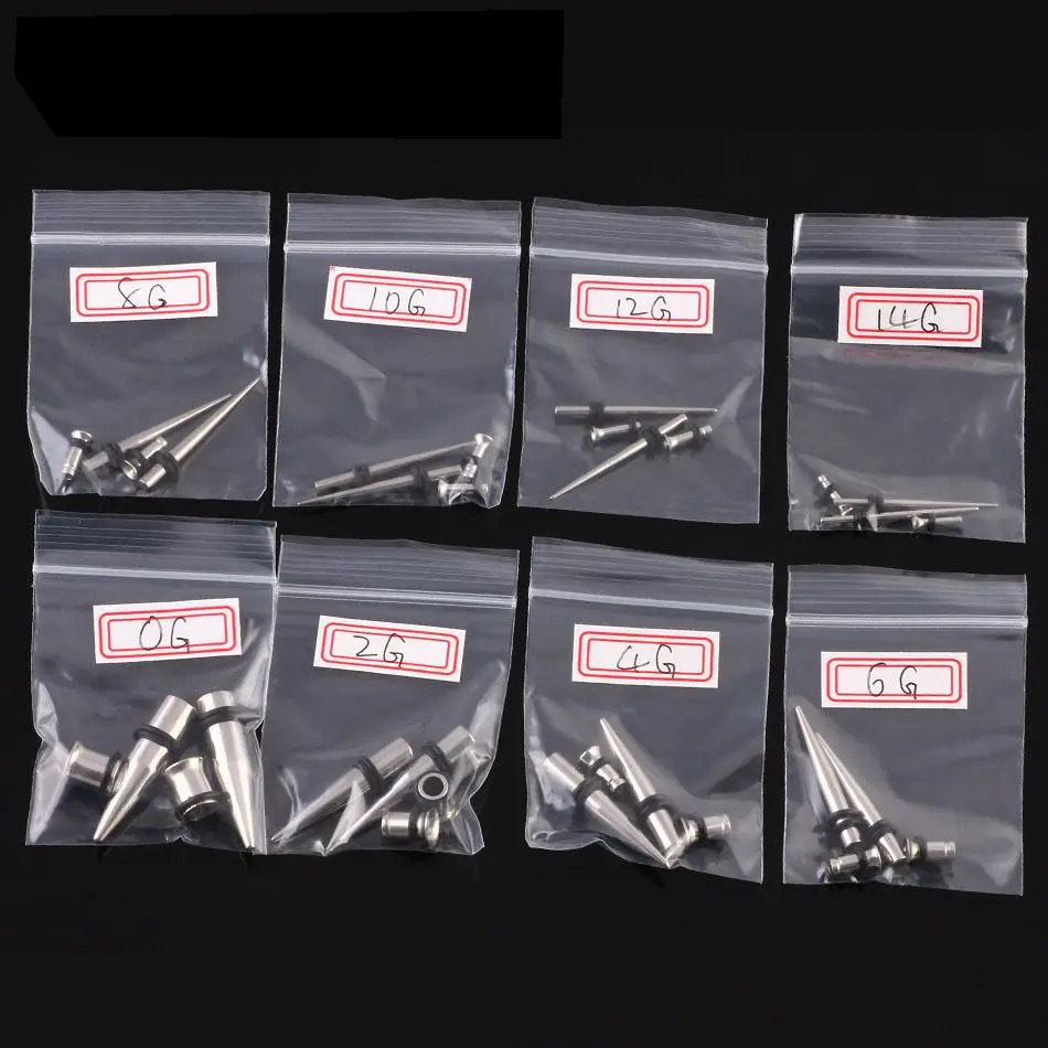 FHJEWE 24 pcs Gauge Kit Stainless Steel Flared Ear Stretching Kit Punk 10mm-20mm Plugs and Tapers Ear Expander Tunnel Gauges Set 250408
