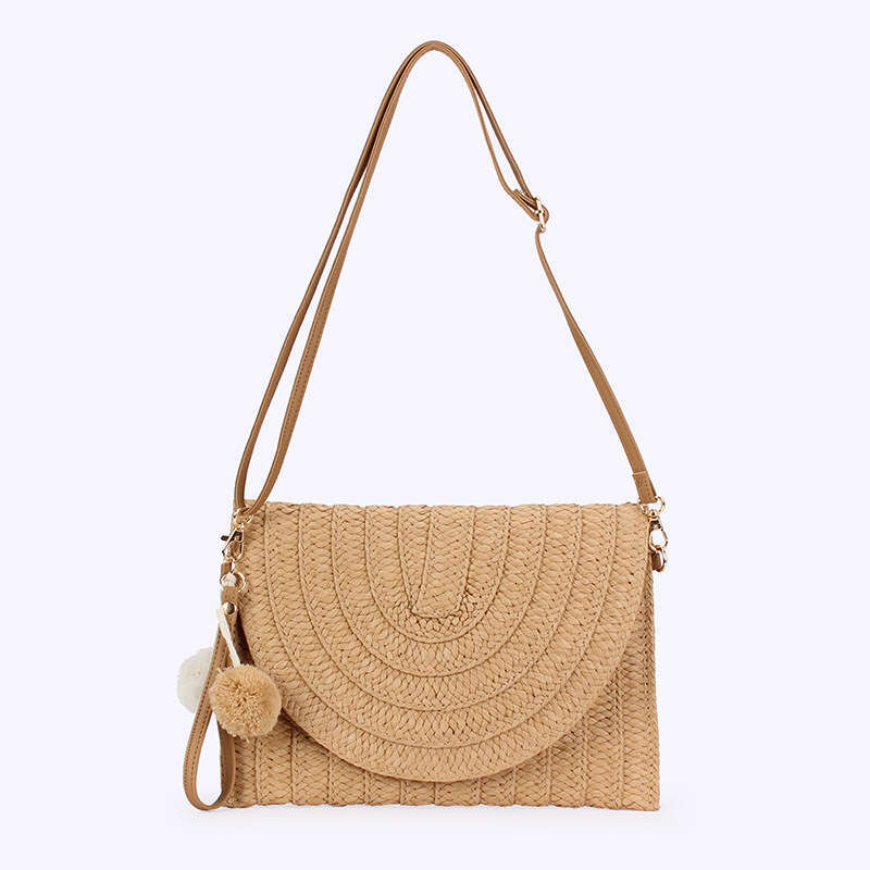 Handmade Beach Bag French High-End Western-Style Minimalist And Versatile Handmade Forest Style Hollowed Out Grass Woven Bag, Beach Vacation Shoulder 