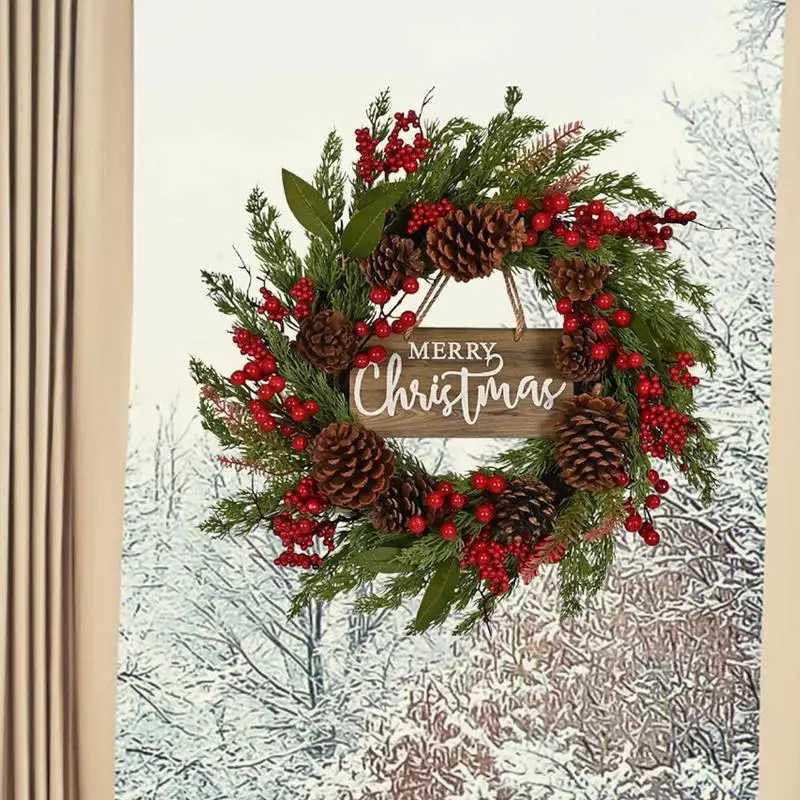 Outdoor Christmas Wreath Christmas Front Door Wreath 50cm/19inch Artificial Christmas Wreath Multifunctional ChristmasM251115