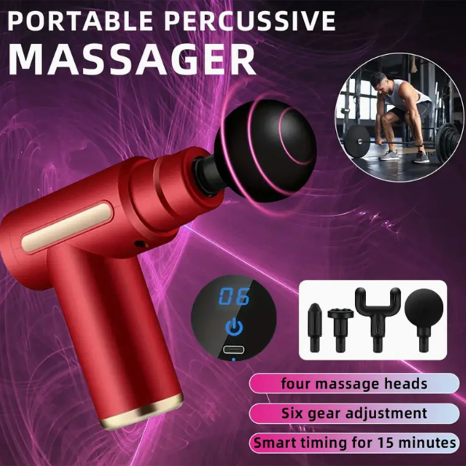 1pc Premium Massage Gun - Quiet Noise Reduction Multiple Speed Settings for Myofascial Release and Muscle Recovery 250409