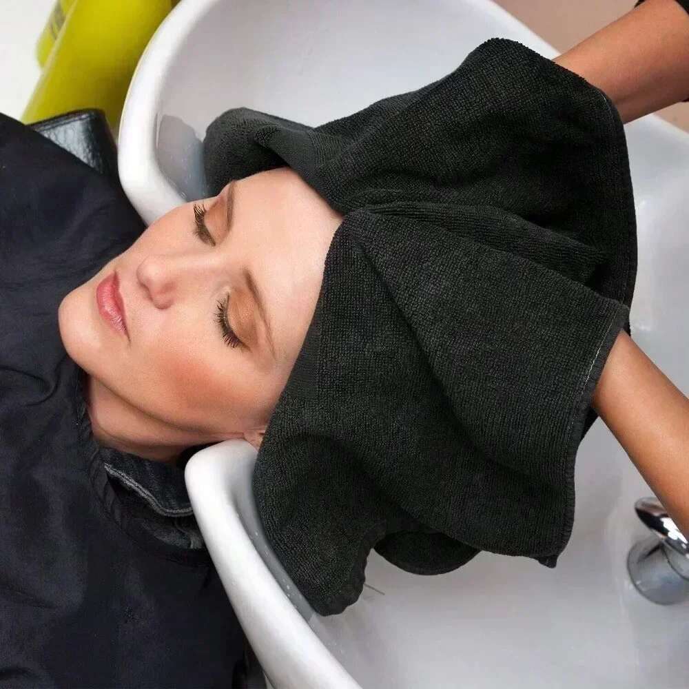 Salon Towels 100% Cotton Pack Of 6 Black Spa Towel In 16X27 Inches.