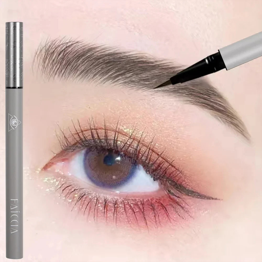 Liquid Eyebrow Pencil 4 Colors Very Fine Lying Silkworm Eyeliner Lasting Nature Water Proof Brown Gray Water-based Eyebrow Pen 250414