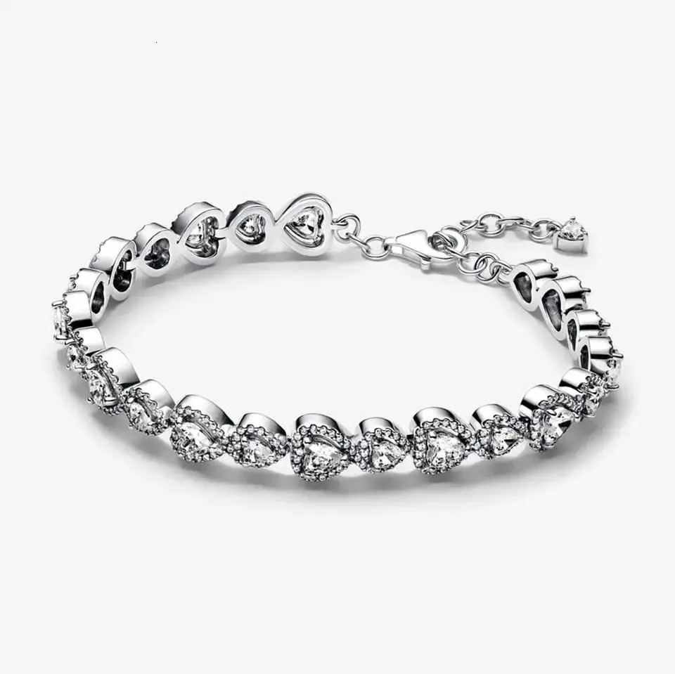 Mothers Day 925 Sterling Silver Halo Hearts Bracelet S925 Silver Classic Wedding Bracelets Fashion Jewelry Party Gift 250414