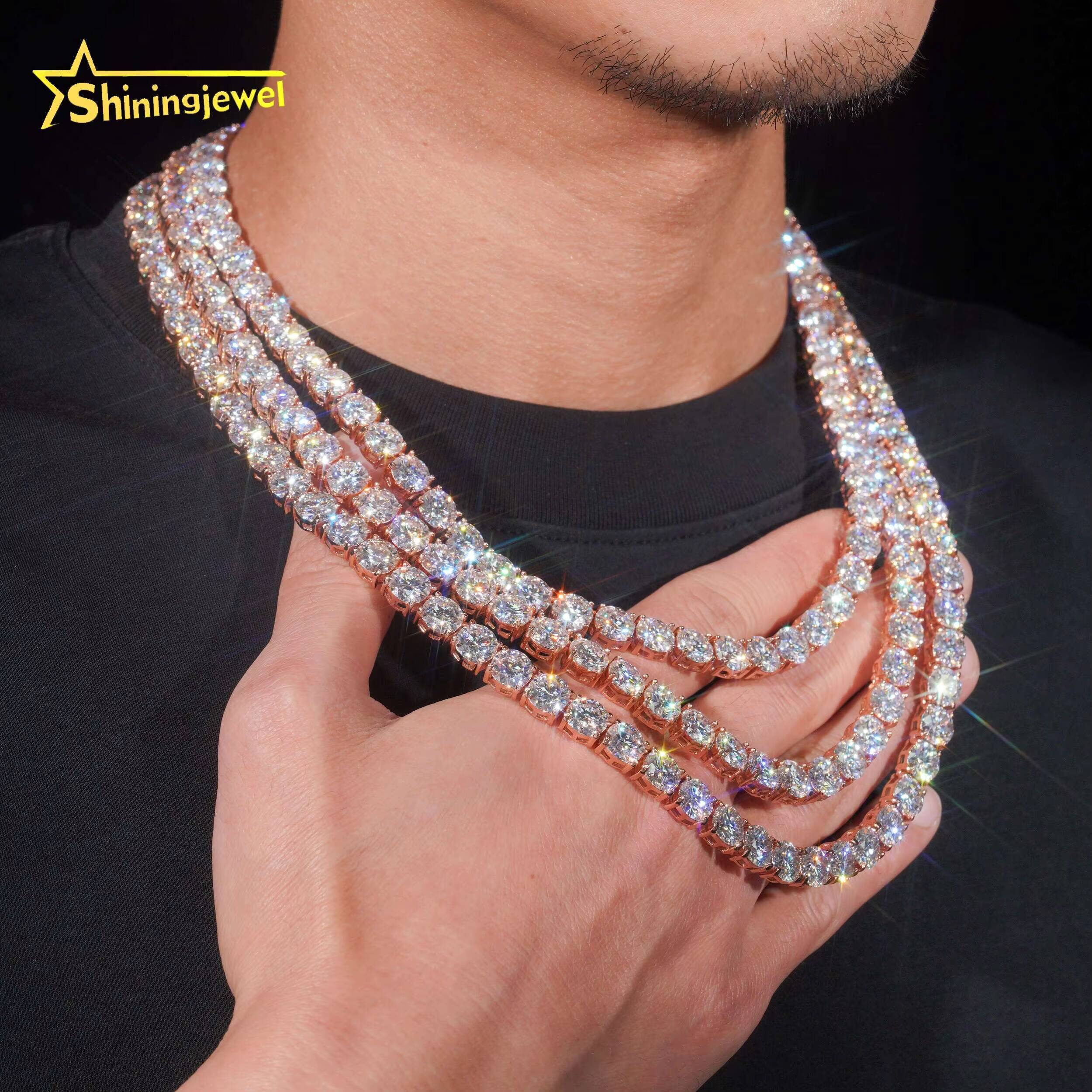 Cheapest Price Gold Plated Sterling Silver 925 Pass Diamonds Test 8mm Moissanite Tennis Chain Iced Out Jewelry