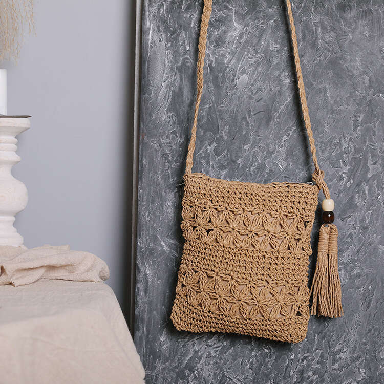 Handmade Beach Bag 2024 New Fashion Women's Single Shoulder Diagonal Straddle Grass Woven Bag Instagram Style Kq2