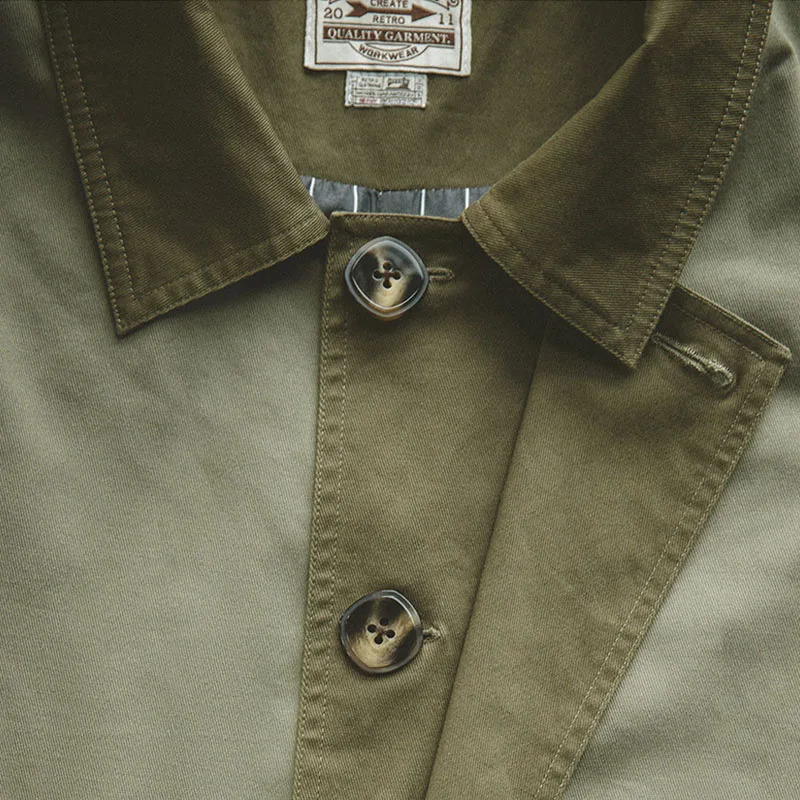 Maden casual Balmacaan trench coat mens Amekaji loose green windproof jacket heavy diagonal long jacket retro coat 250415