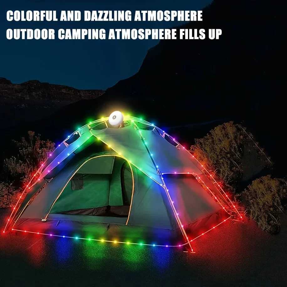 Rechargeable 328FT Camping String Lights - 2 in 1 Quick Storage Tent Lights with 5 Lighting Modes - Hanging Portable LED Lamp f M251115