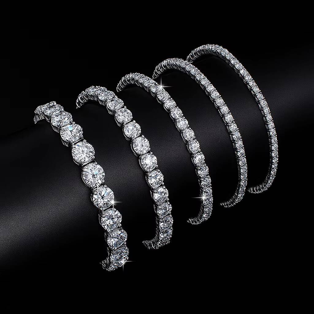 Factory Price White GRA Moissanite Tennis Chain Bracelet Ice Out 925 Silver Bracelet Hiphop Men Moissanite Bracelet