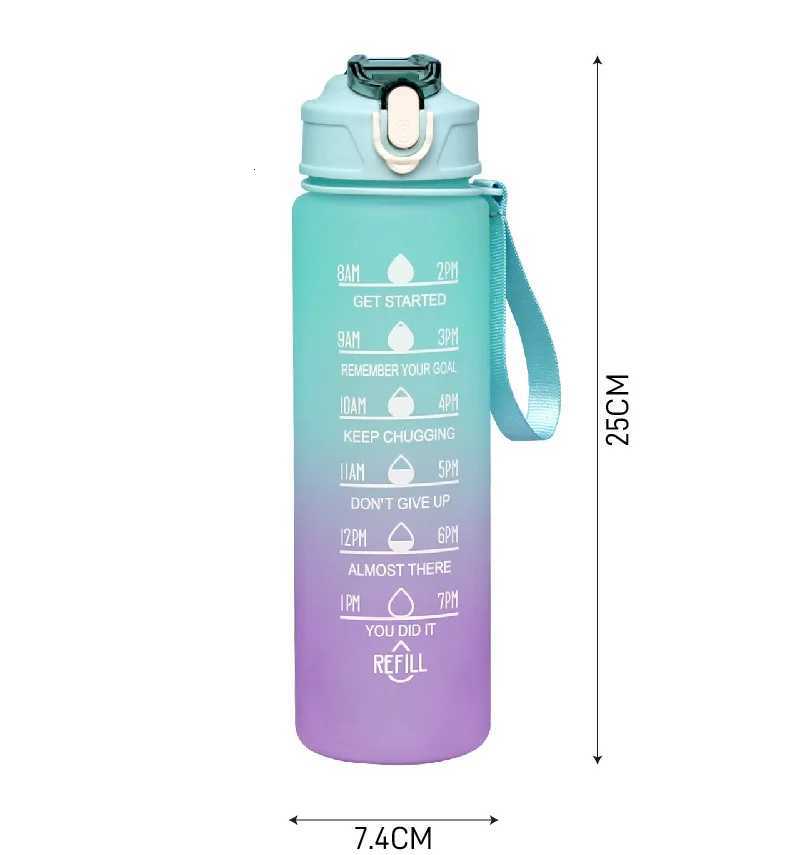 Sports Water Bottle with Time-Tracking Straw Leak Proof Locking Flip Cover for Easy Carry Ideal for Outdoor AdventuresW251114