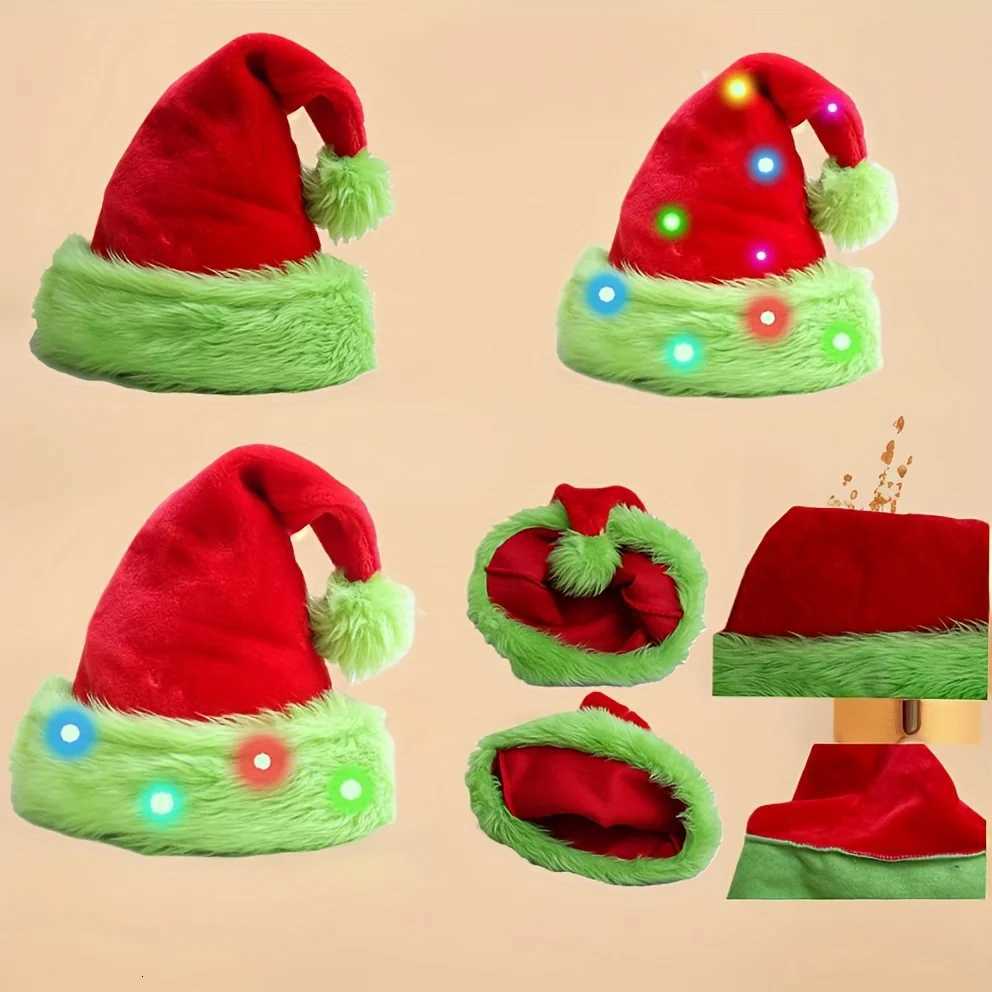 Shanghai-style woolen hat with heart-shaped brim Christmas hatfluorescent greenwith double-layered plush ball trim decoration Y251115