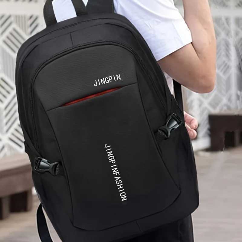 Stylish Mens Backpack - Large Capacity Perfect for High School/College Versatile Travel Laptop Bag with Diverse Zipper StylesW251114