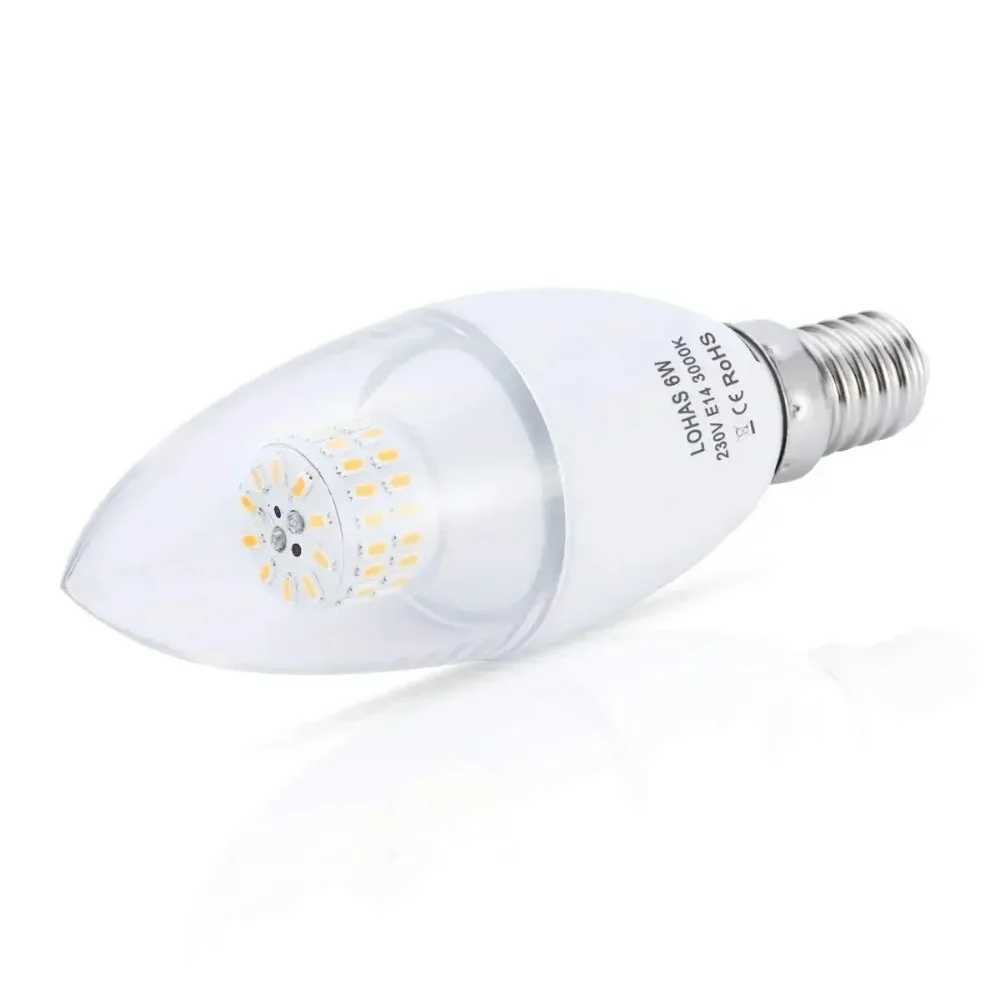 Melery E14 Lamp LED Candle Bulbs 60Watt Incandescent Bulb Equivalent 6W 550lm Warm White 3000K Edison Screw Light 220V AC Room C251115