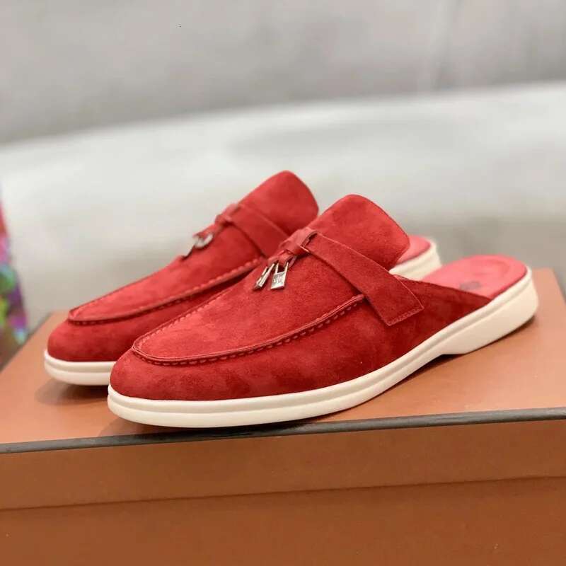 2025 Genuine flat heel slippers: Comfortable, lazy style women; easy to wear, leather - made for men.