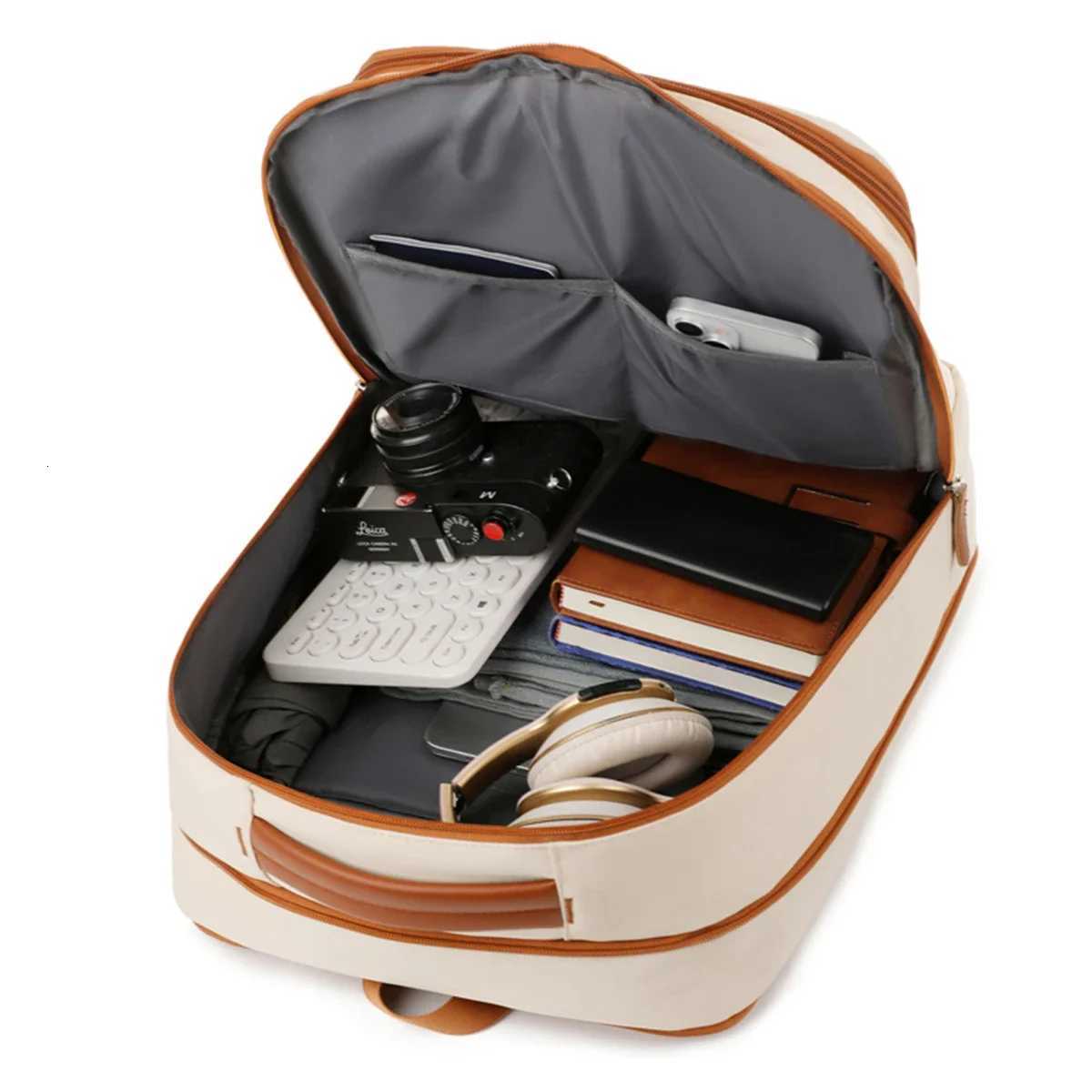 Expandable Oxford Backpack W/ Wet-Dry Pockets - Multipurpose Laptop Bag USB Port Dual Zippers for Business Travel Luggage BagW251114