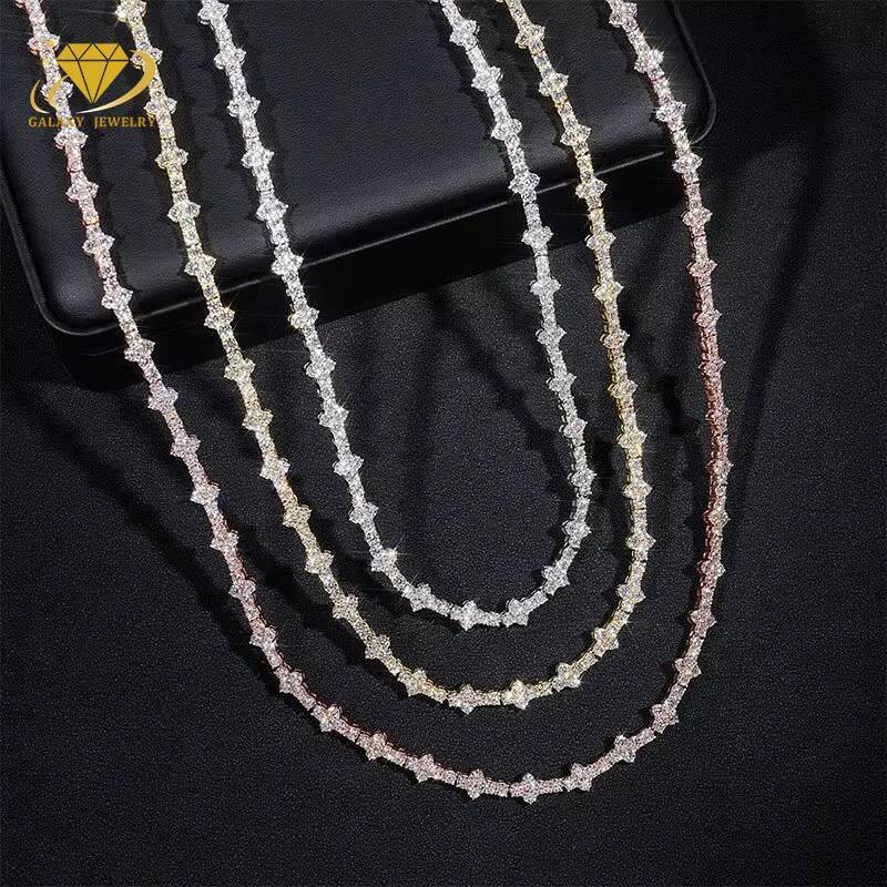 Wholesale Custom Jewelry Pass Diamond Tester S925 Silver 3mm Vvs Moissanite Tennis Bracelet Cross Moissanite Tennis Chain