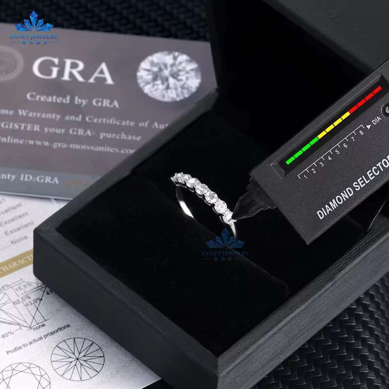 Fancy Custom New Arrival Design 0.1CT Moissanite Diamond INS Fashion 925 Silver Half Eternity Ring