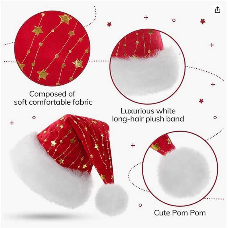 Christmas decoration hat hot pressed gold wool hat plush Christmas hat non-woven fabric hat Christmas decoration hanging Y251115