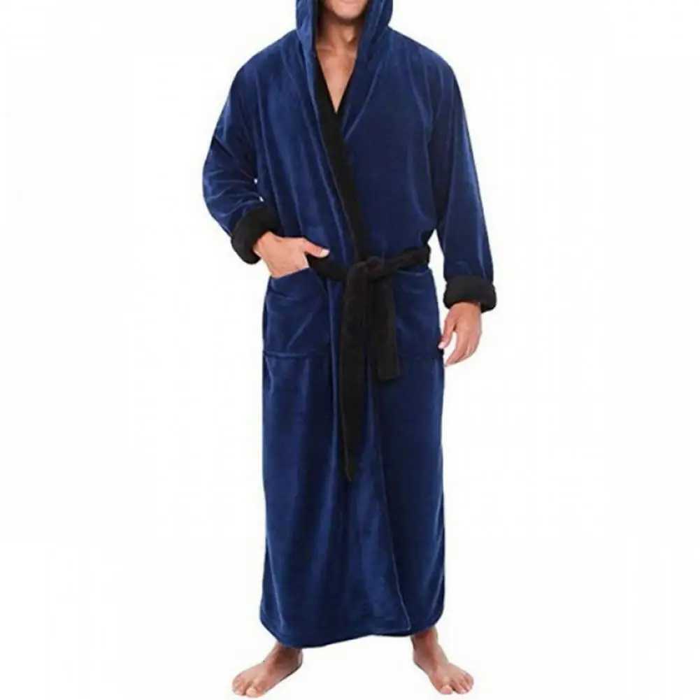 Bathrobe Clothes Nightgown Sleepwear Casual Long Sleeve Mens Man Winter Warm Flannel Robe Plush Male Bath Robe Loungewear Home C251115