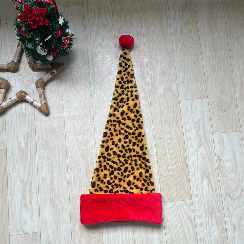 Leopard print with red border Christmas Xmas Cap Gifts New Year Festival Holiday Party Supplies Props Y251115